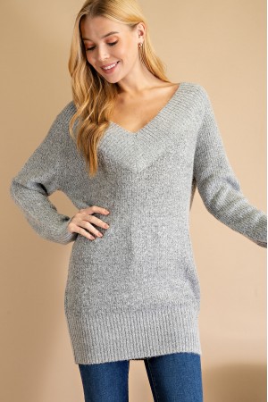 AMRLV7913 / JOSHUAUSA<br/>Deep V-Neck Long Sleeve Sweater