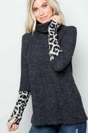 CLTCT43672-PL / JOSHUAUSA<br/>Long Sleeve Turtle Neck with Thumbhole